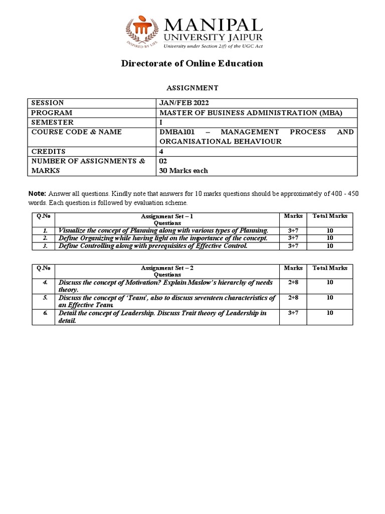 All 6 Assignments DMBA 2022 MUJ | PDF