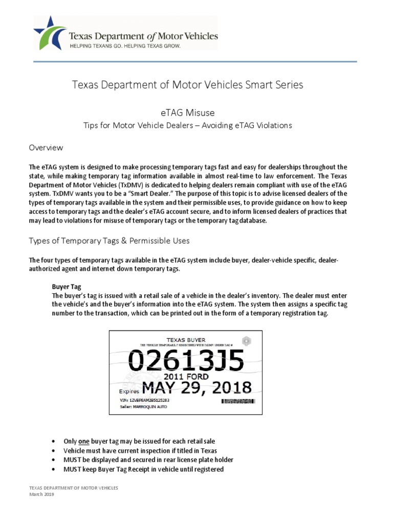 TipsforMotorVehicleDealers AvoidingeTAGViolations PDF