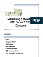 Course 2780B: Maintaining A Microsoft® SQL Server™ 2005 Database