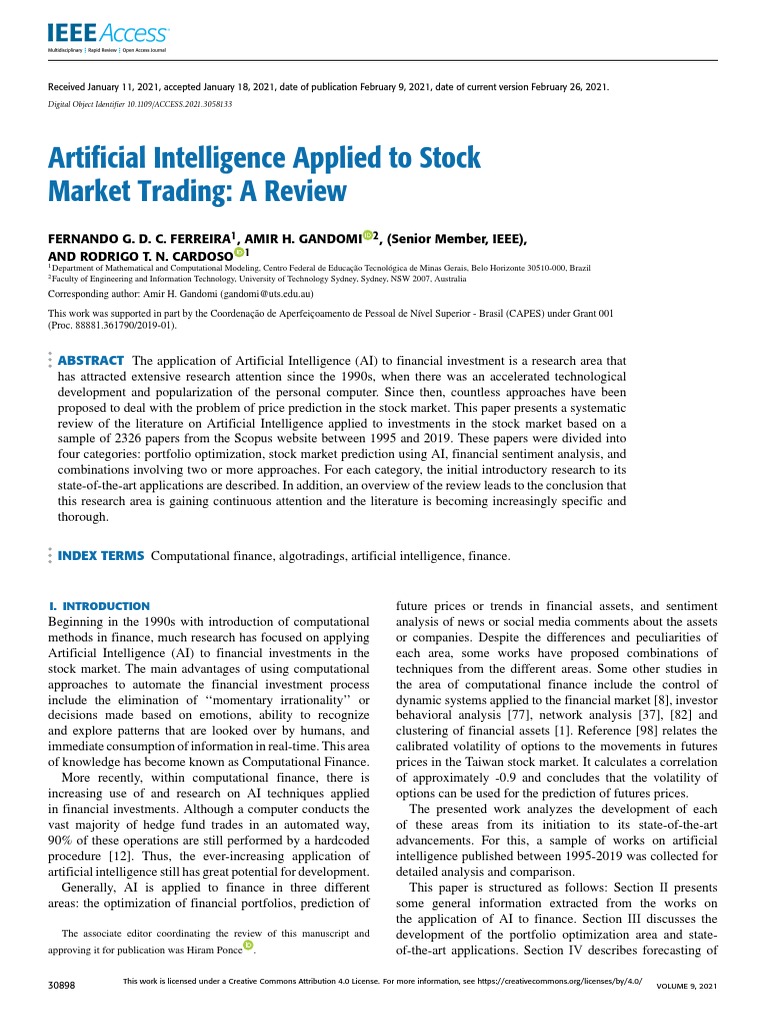 Artificial Intelligence Applied To Stock Market Trading A Review | PDF ... image.