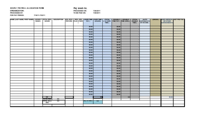 Payroll Allocation Spreadsheet