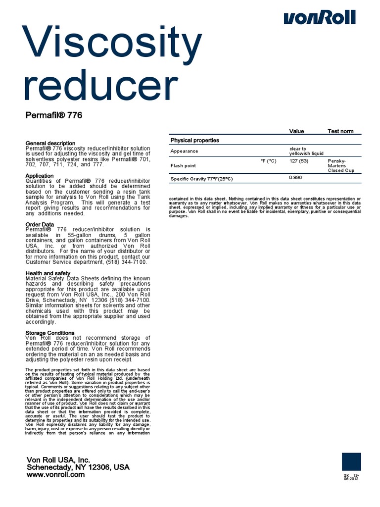 Permafil 776 Viscosity Reducer PDF