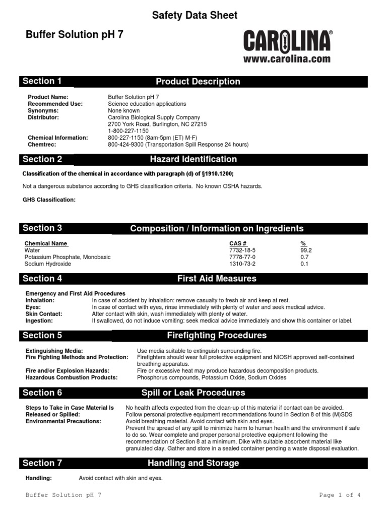 Carolina Buffer Solution PH 7 PDF