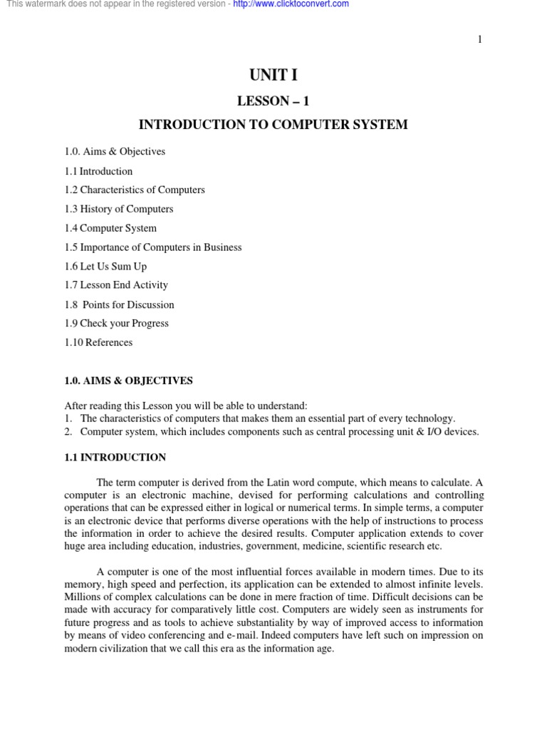 Unit I Lesson 1 Introduction To Computer | PDF | Programming | Computer ...
