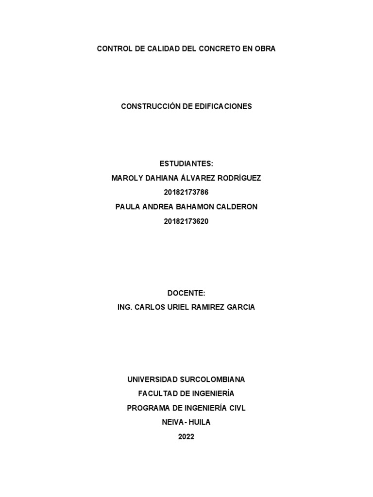 Control de Calidad Del Concreto en Obra | PDF