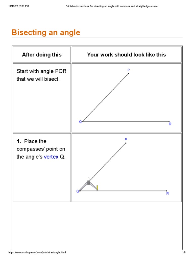 Bisecting an Angle with Compass Guide | PDF