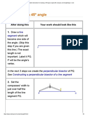 Constructing A 45 Degree Angle, PDF, Elementary Mathematics