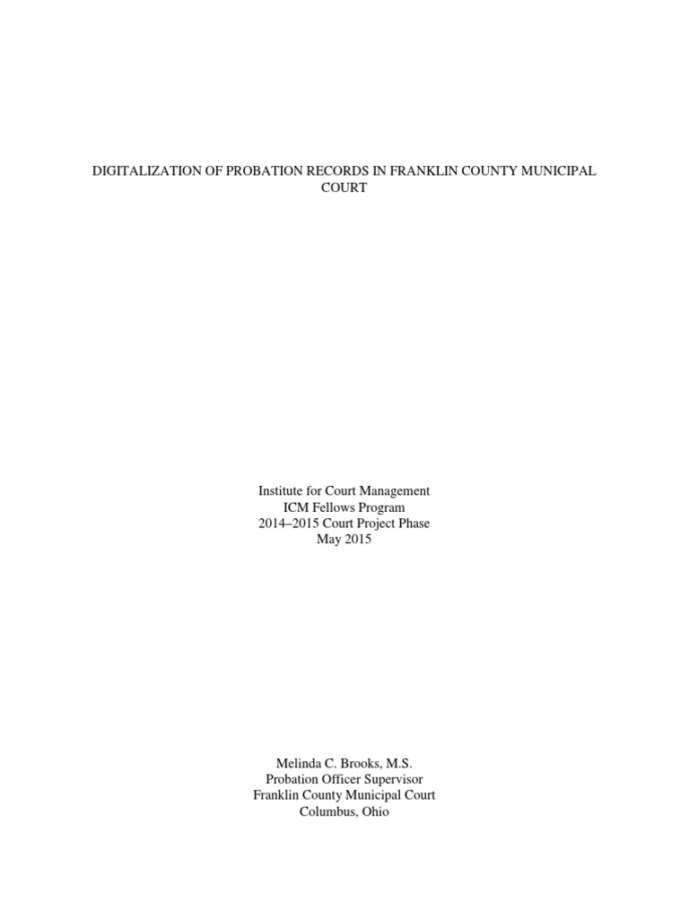 Digitalization of Probation Records in Franklin County Municipal Courts