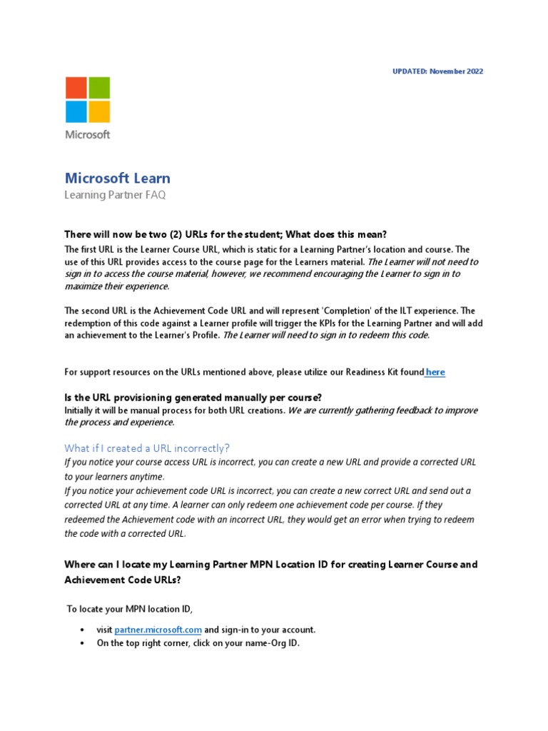 Microsoft Learn Partner FAQ Guide | PDF | Learning | Computing