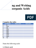 Naming and Writing of Inorganic Acids