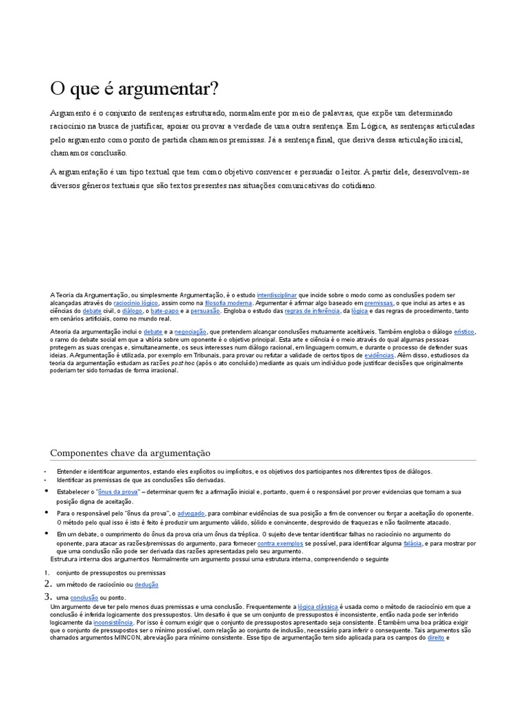 O que é argumentar? Uma introdução à teoria da argumentação | PDF ...