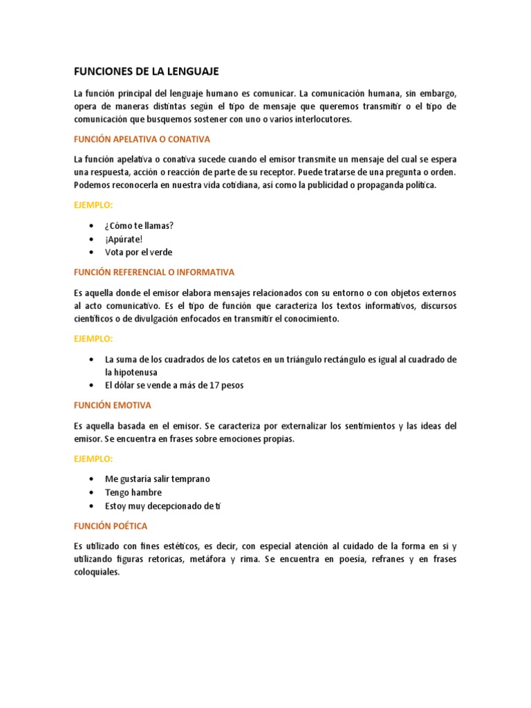Funciones de La Lenguaje | PDF | Comunicación | Palabra