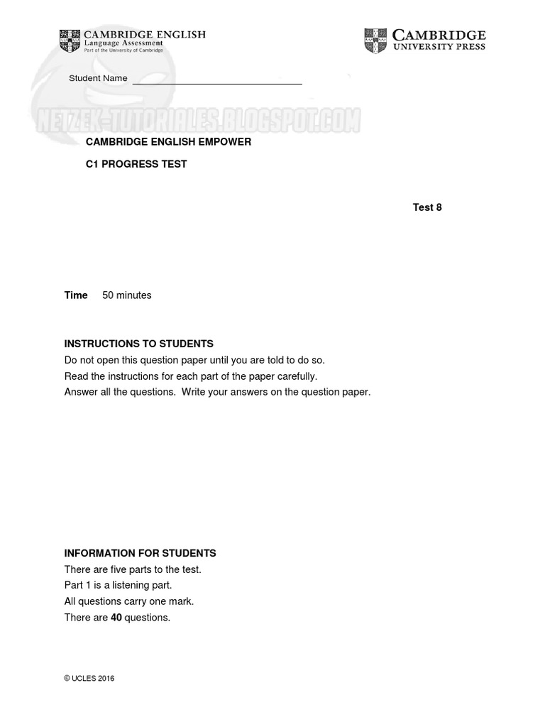 Unit 8 Progress Test Version A PDF | PDF