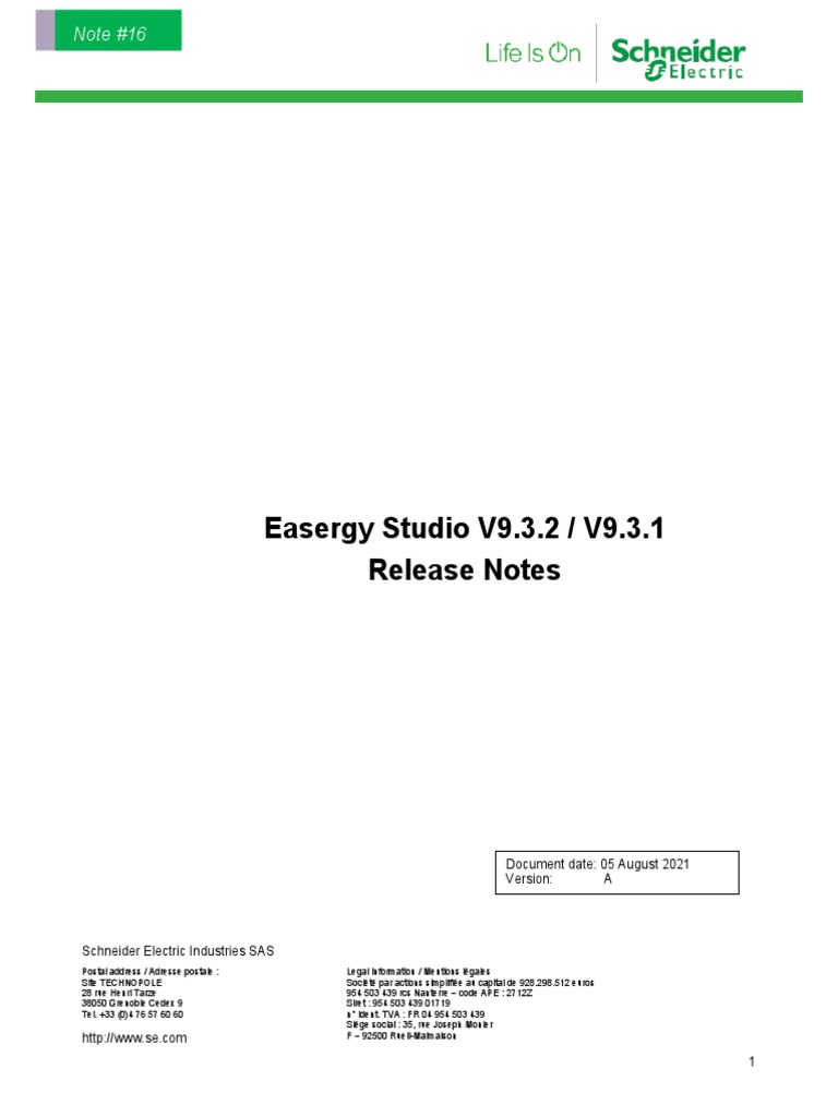 Easergy Studio V9.3.2 Release Notes | PDF