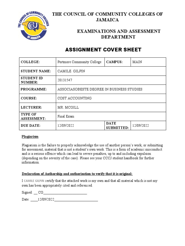 Cost Accounting Final Exam | PDF