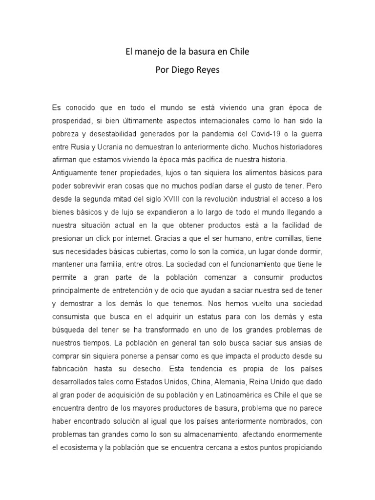 El Manejo de La Basura en Chile | PDF | Residuos | Reciclaje