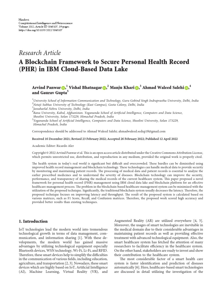 A Blockchain Framework To Secure Personal Health R | PDF | Electronic ...