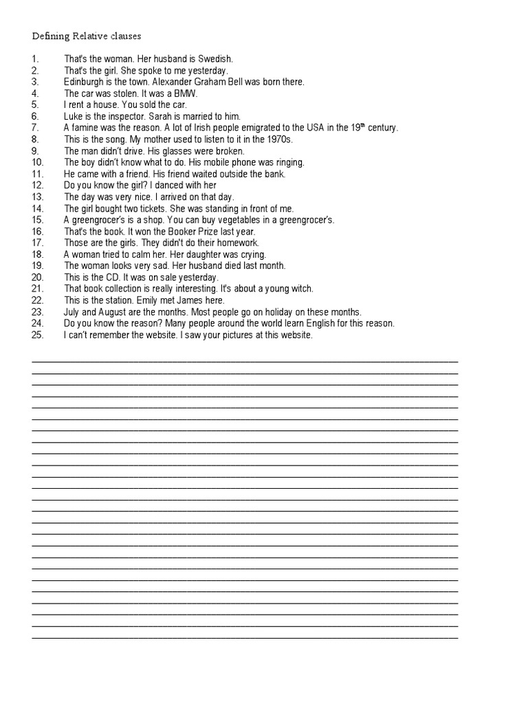 Defining Relative Clauses | PDF