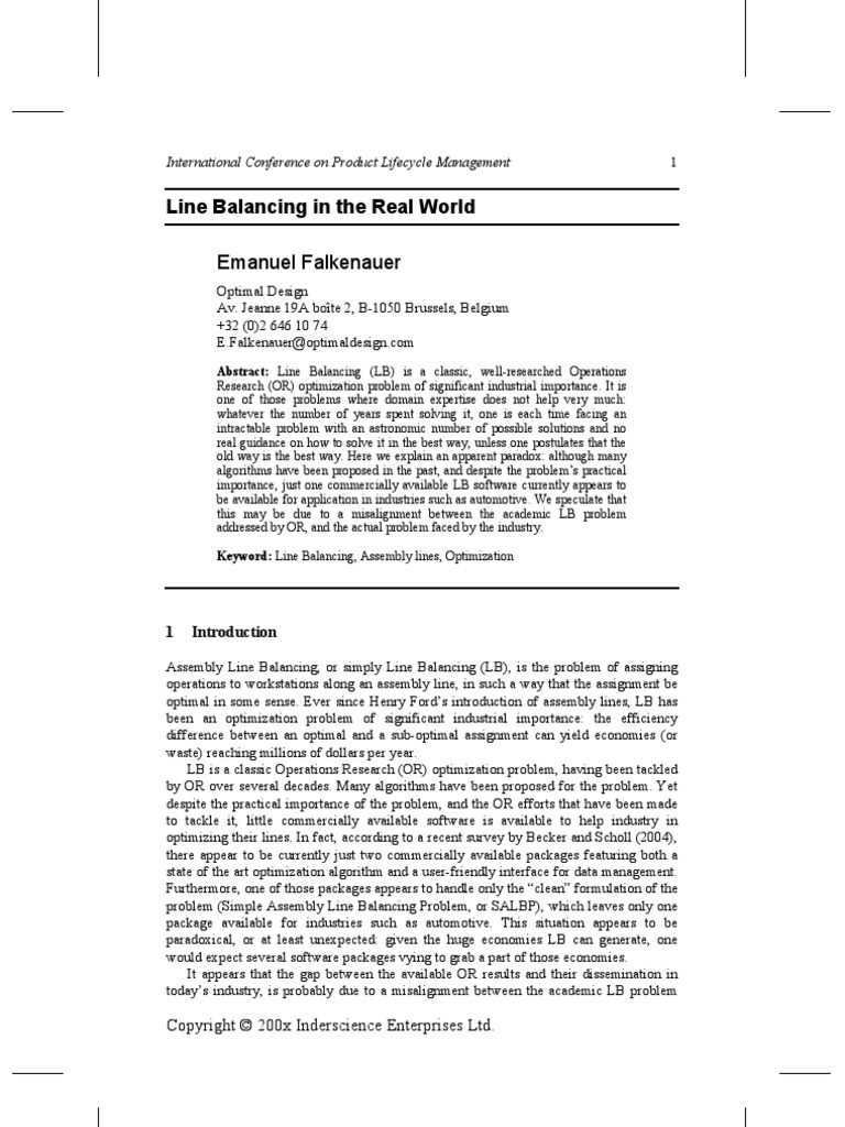 LIne Balancing | PDF