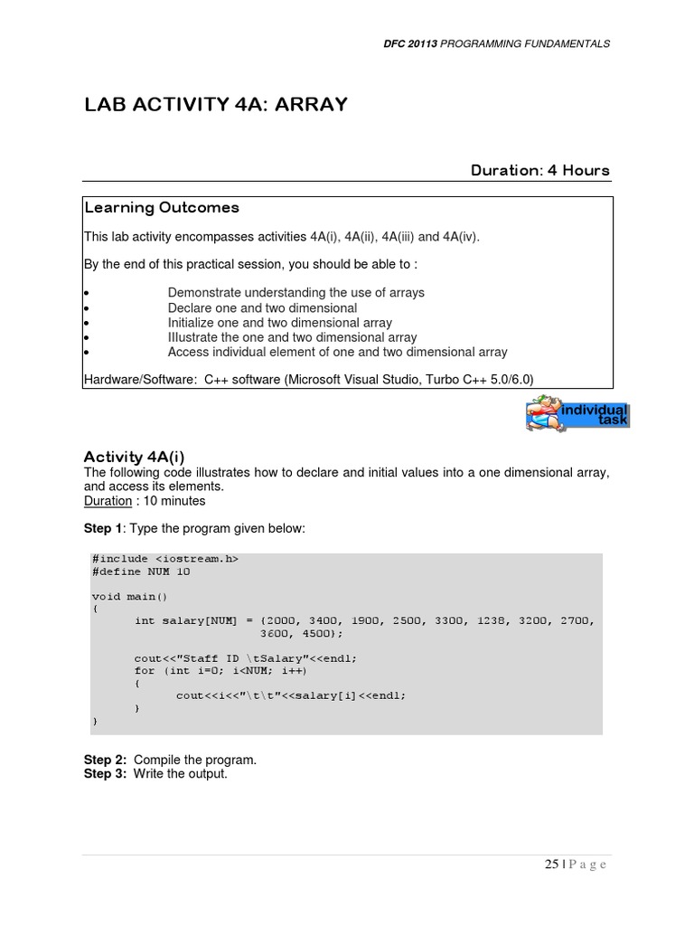 Lab Activity 4a | PDF | Computer Programming | C++