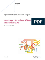9709 AICE Mathematics Paper 5 Specimen Answers