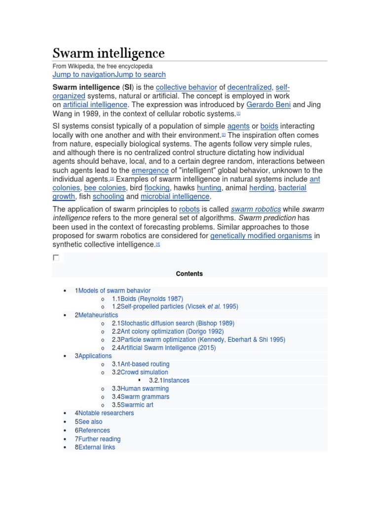 Swarm Intelligence | PDF | Emerging Technologies | Systems Theory