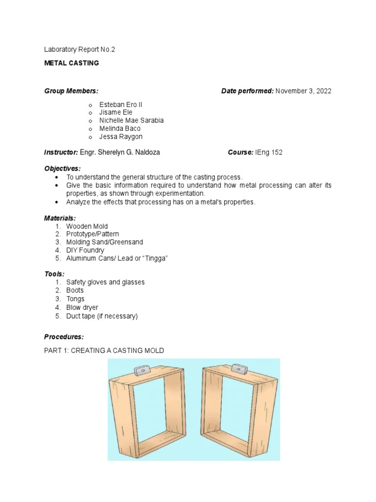 Laboratory Report No.2 METAL CASTING PDF