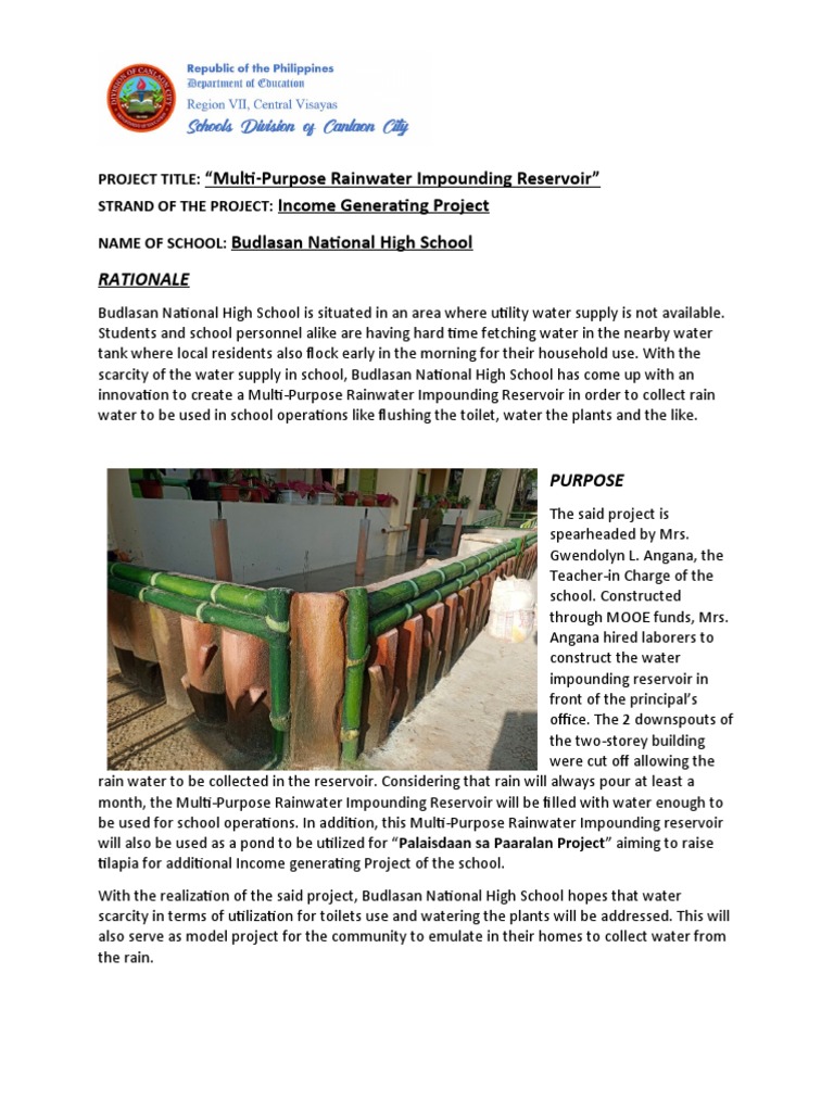 Multipurpose Rainwater Impounding Reservoir PDF Hydraulic