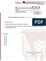 Avaliacao (p1) - Bioquimica - Folha de Resposta - Turma Noite - Prof. Roney R. Guimaraes