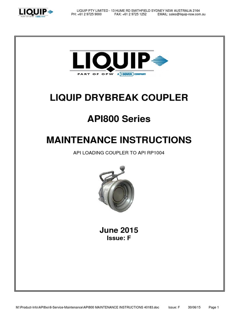 Api 800 Series Manual | PDF | Valve | Screw