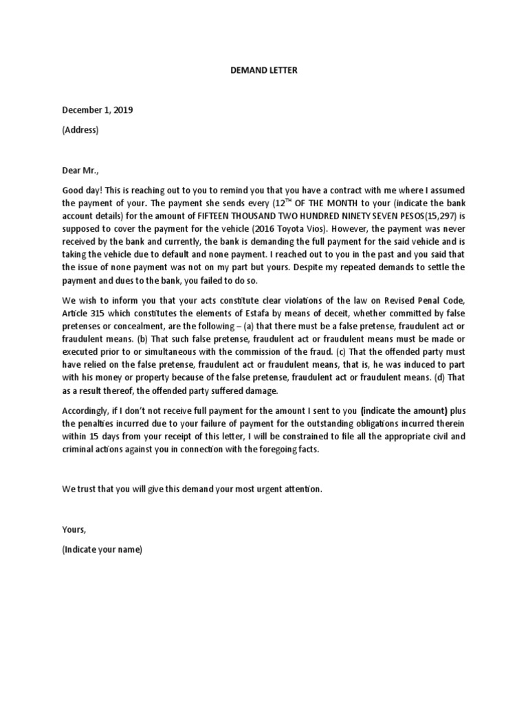 DEMAND LETTER Sample | PDF