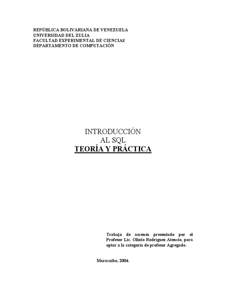 Introducción al SQL: Teoría y Práctica | PDF | Base de datos relacional ...