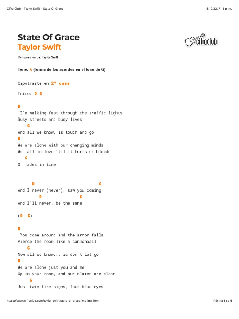 Taylor Swift - State of Grace  PDF
