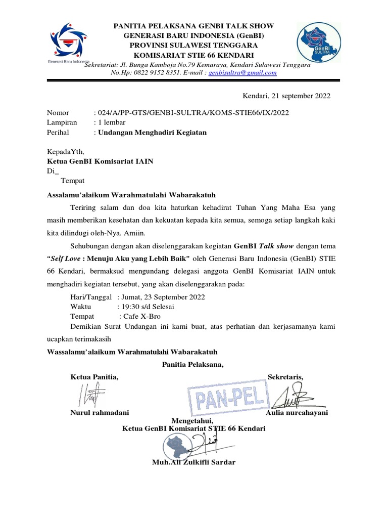 Surat Undangan Menghadiri Kegiatan Iain | PDF