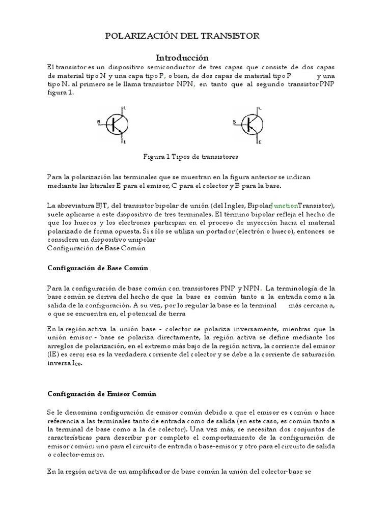 Polarización Del Transistor PDF