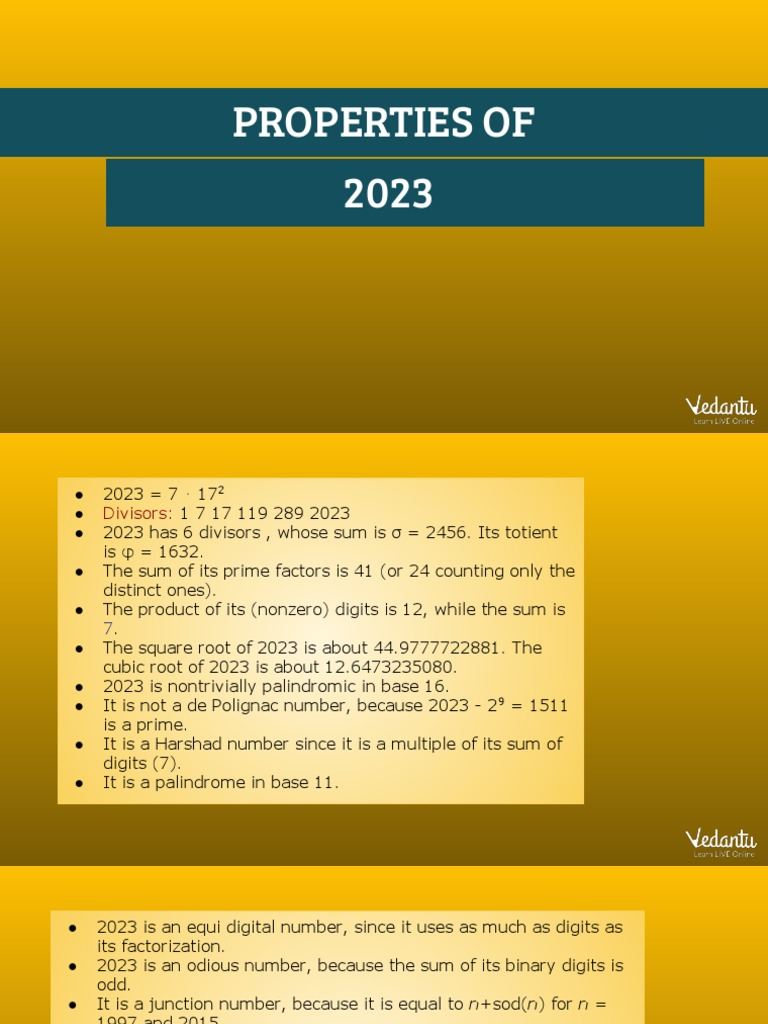 Properties of Number 2023 PDF