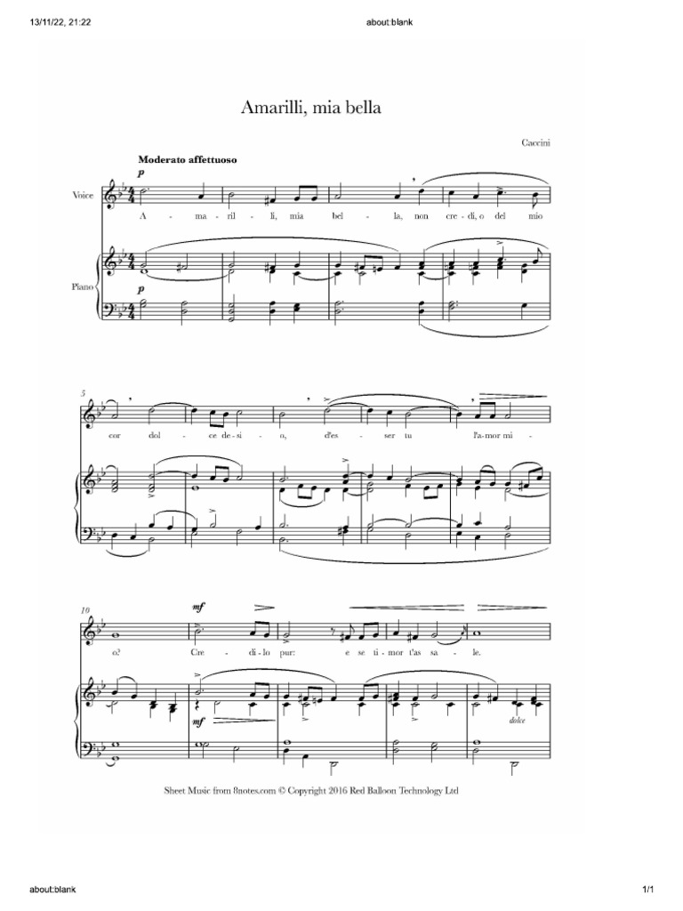 Caccini Amarilli Mia Bella Pdf