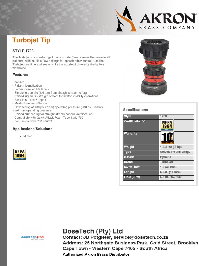 Turbojet Nozzle Style 1703 Features | PDF