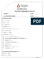 L-4 Multiplication - Home Practice Worksheet