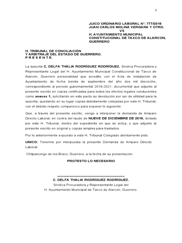 Amparo Juan Carlos | PDF | Caso de ley | Derecho laboral