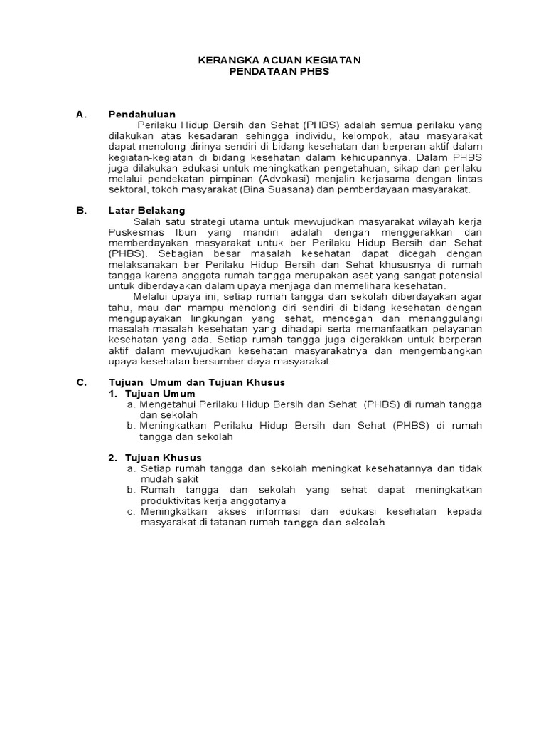 Kak Pendataan Phbs Pdf