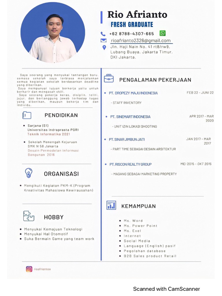 CV - Rio Afrianto Djohar | PDF