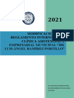 Modificaciones Al Reglamento Interno de Clinica Municipal Propuesta 2021