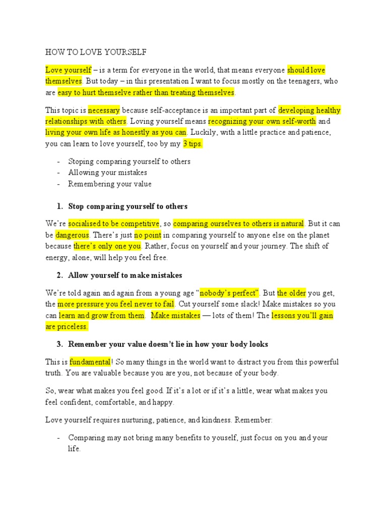 How To Love Yourself | PDF