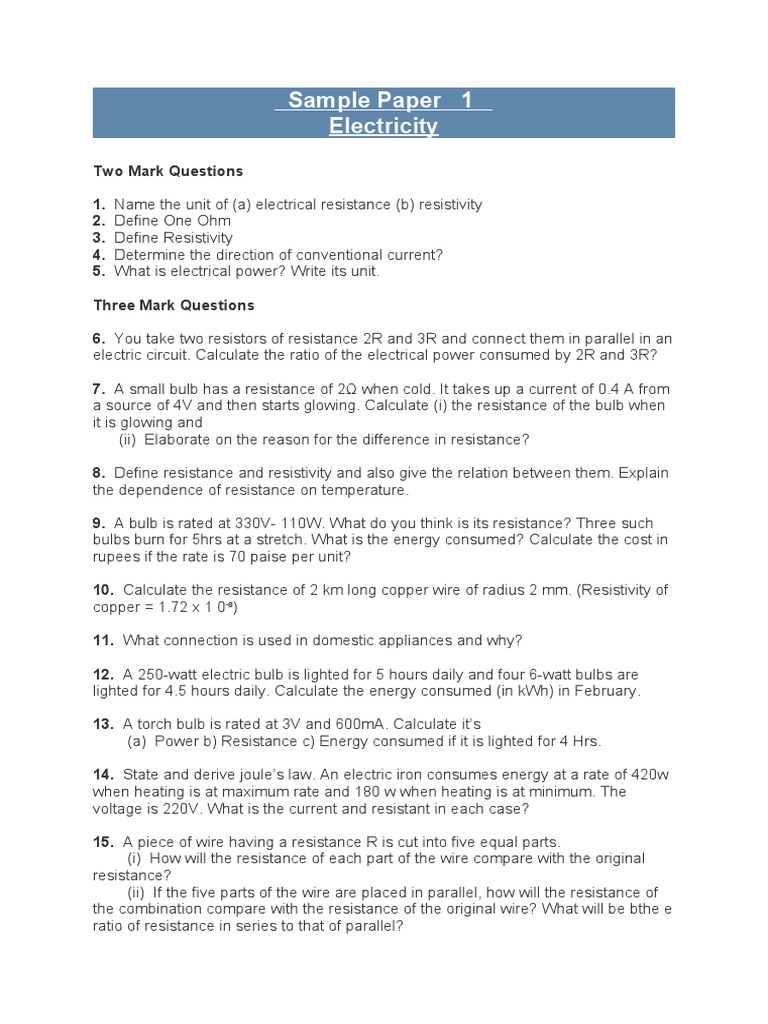 Sample paper 1 class 10 science pdf