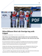 Stina Nilsson Först När Sverige Tog Unik Trippel - SVT Sport