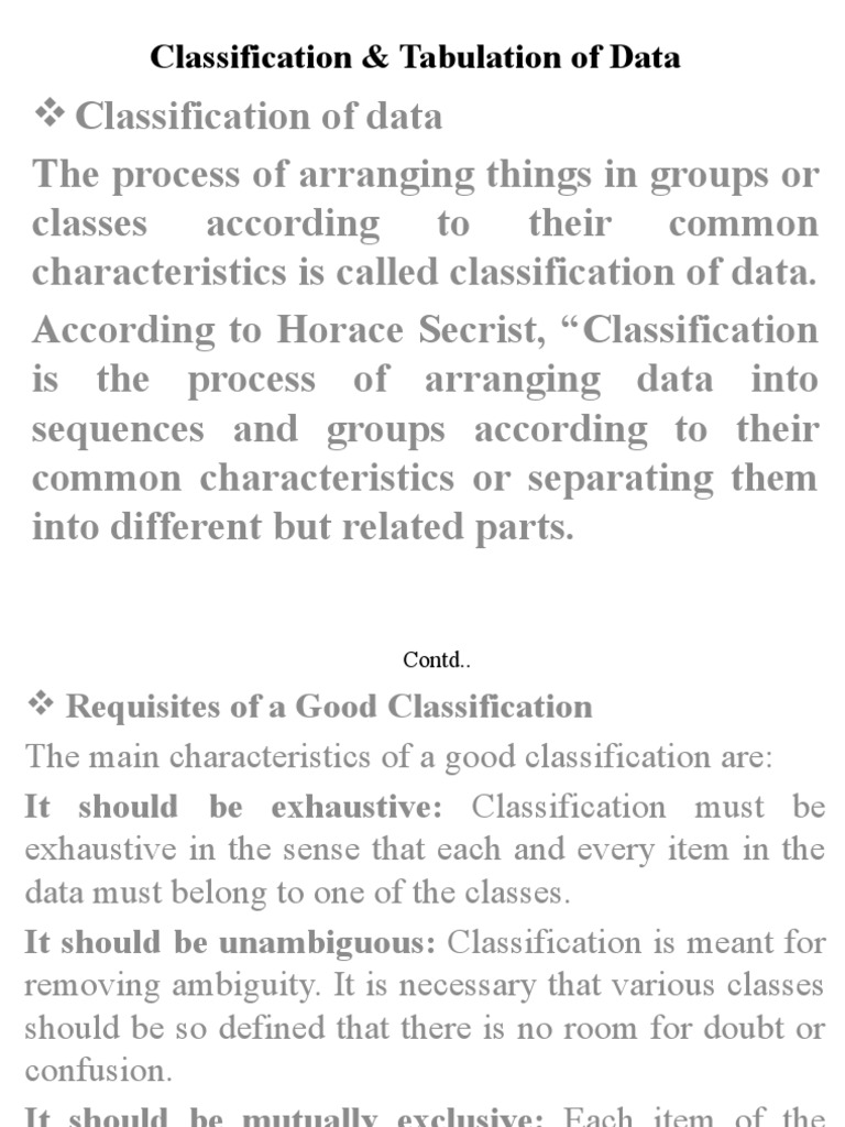 Classification and Tabulation of Data | PDF | Data | Statistics