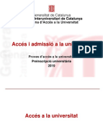 Presentació sessió informativa de laccés i admissió a la universitat 2019