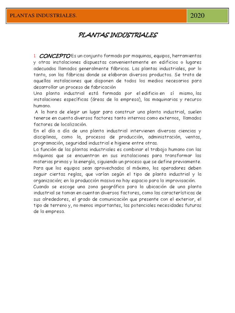 Plantas Industriales - Conceptos Básicos | Descargar gratis PDF