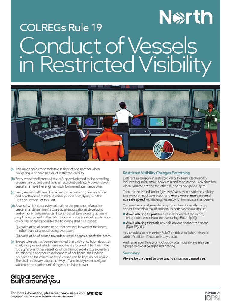 Rule 19 Conduct of Vessel in Restricted Visibility COLREGs Poster PDF